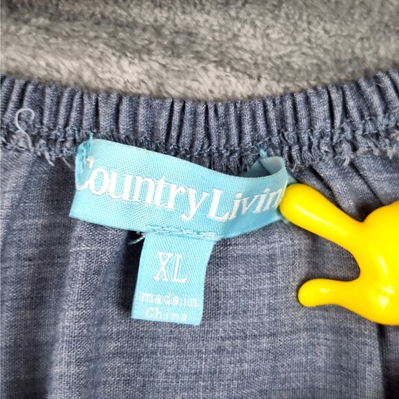 Womens Top XL Blue Boho Peasant Cottagecore Festival Chambray Floral Embroidered - Picture 2 of 7